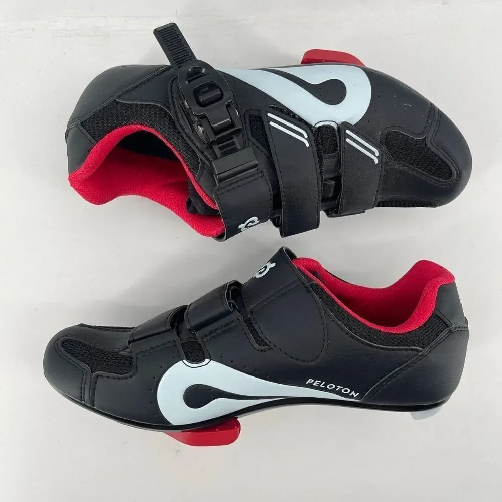Peloton Unisex Cycling Shoes US 6–6.5 EU 37 Black Red Delta Cleats Spin Bike